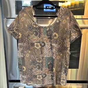Floral‎ Patchwork V-Neck Women's Top